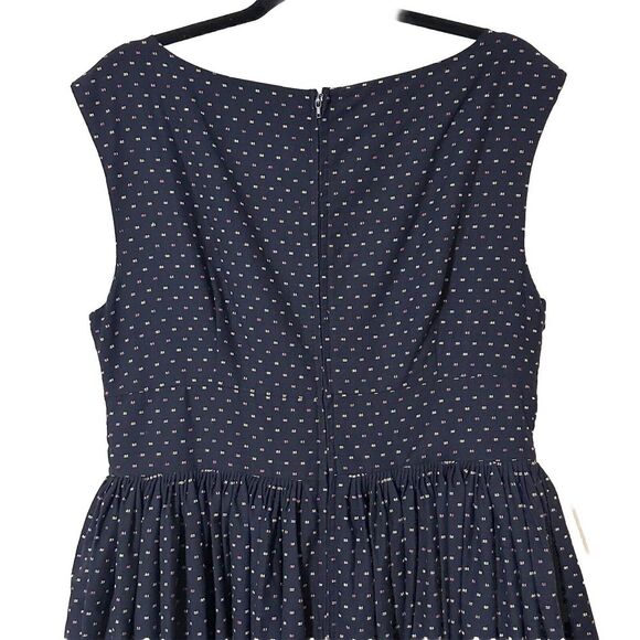 ModCloth Dress Blue Retro Full VNeck Sleeveless Pockets Fit & Flare Maxi Size 14 - Picture 6 of 14